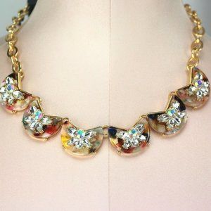 Trend 17-20" Gold-Tone Necklace with Rhinestones & Multi-Color Acrylic Accents